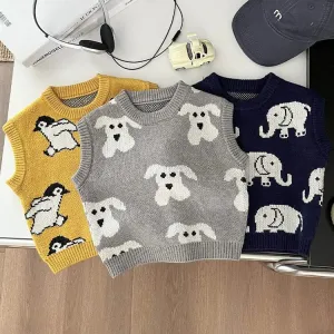 Adorable Animal Knit Sweater Vest