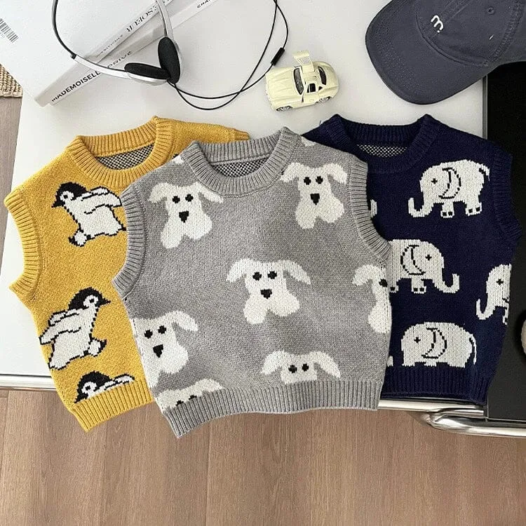 Adorable Animal Knit Sweater Vest