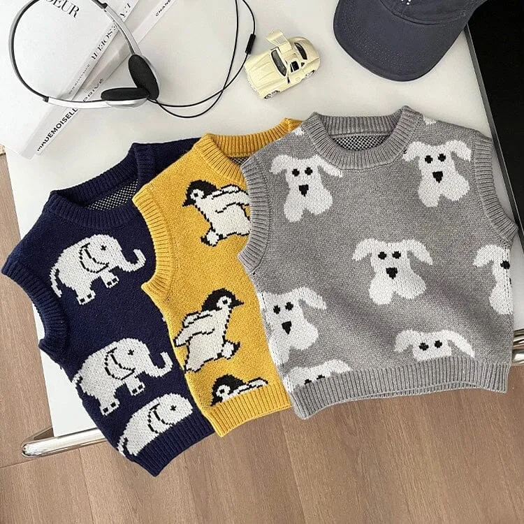 Adorable Animal Knit Sweater Vest