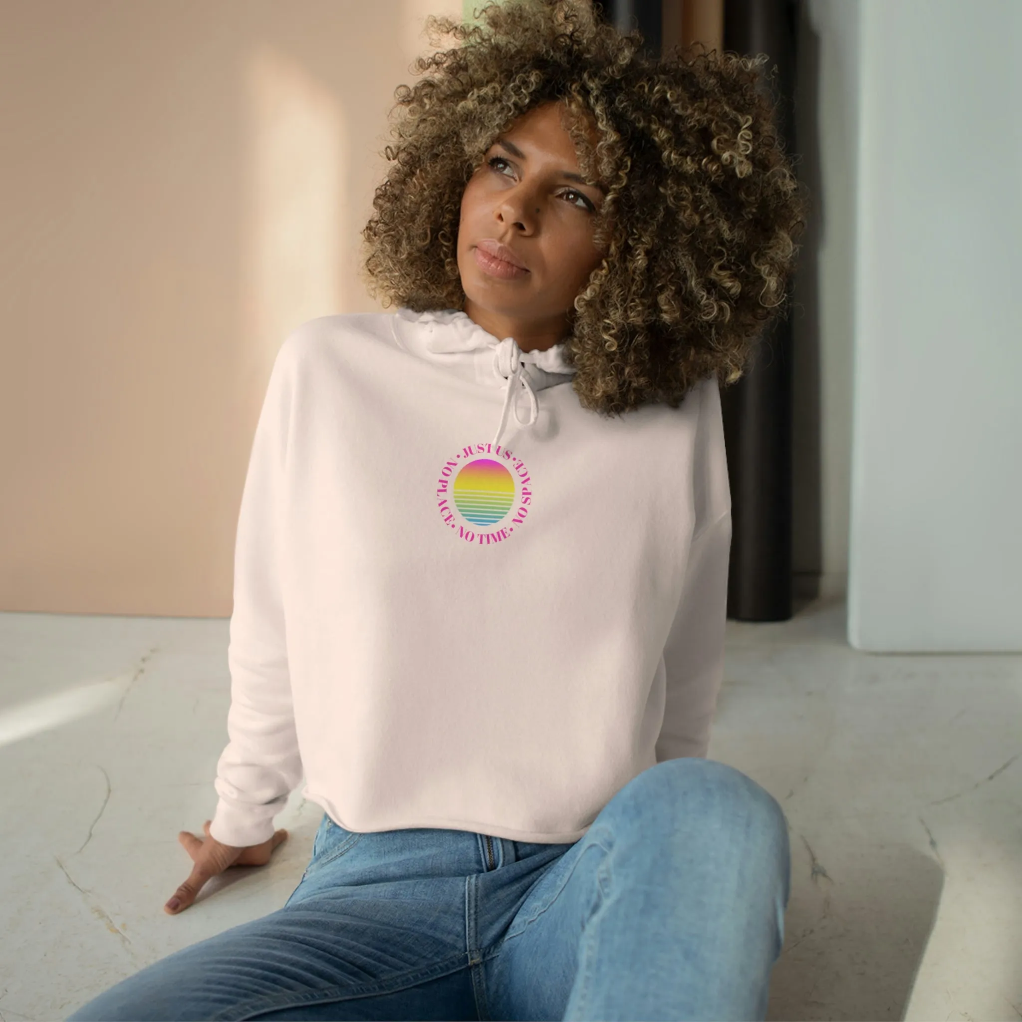 Aesthetic Cropped Hoodie, Hoodie Crop Top, Sunset Cropped Top, Hoodie Women's Cropped Fleece Pullover