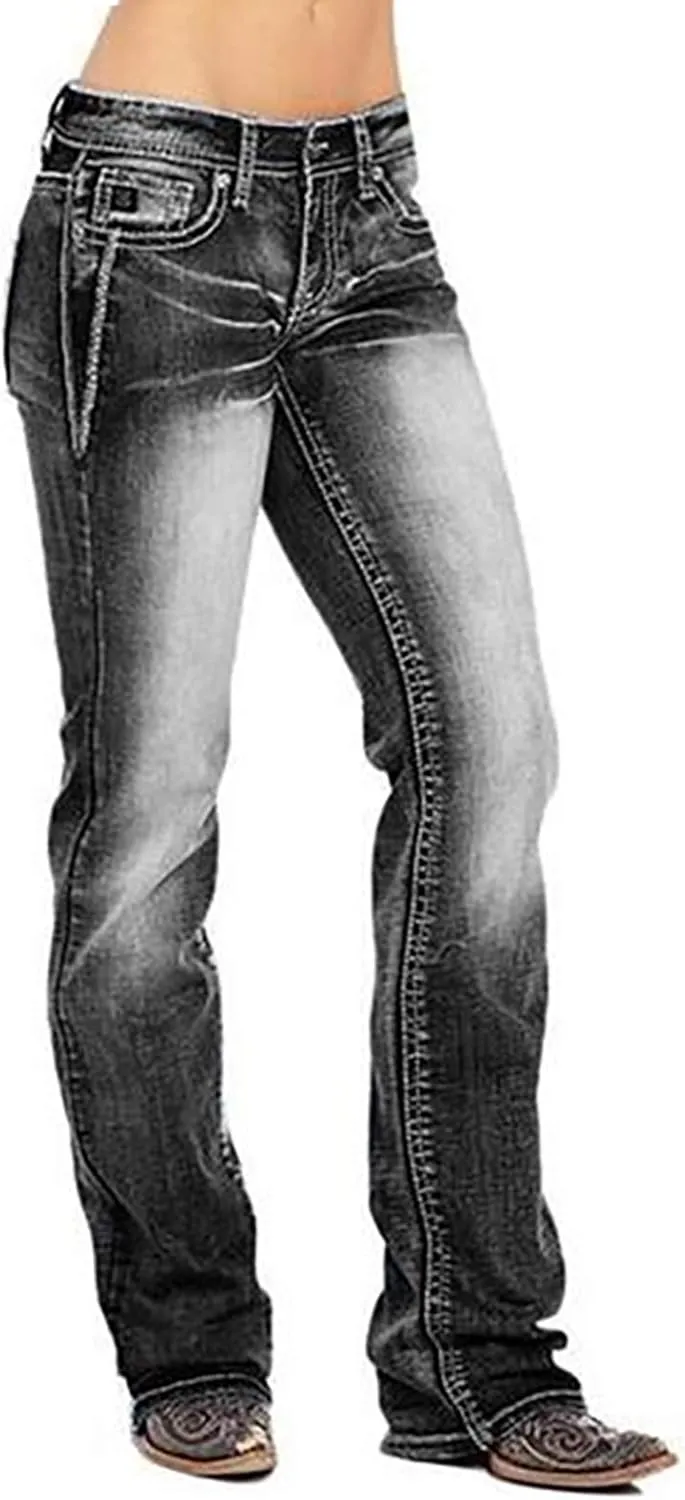 American Flag Mid Rise Bootcut Jeans for Women