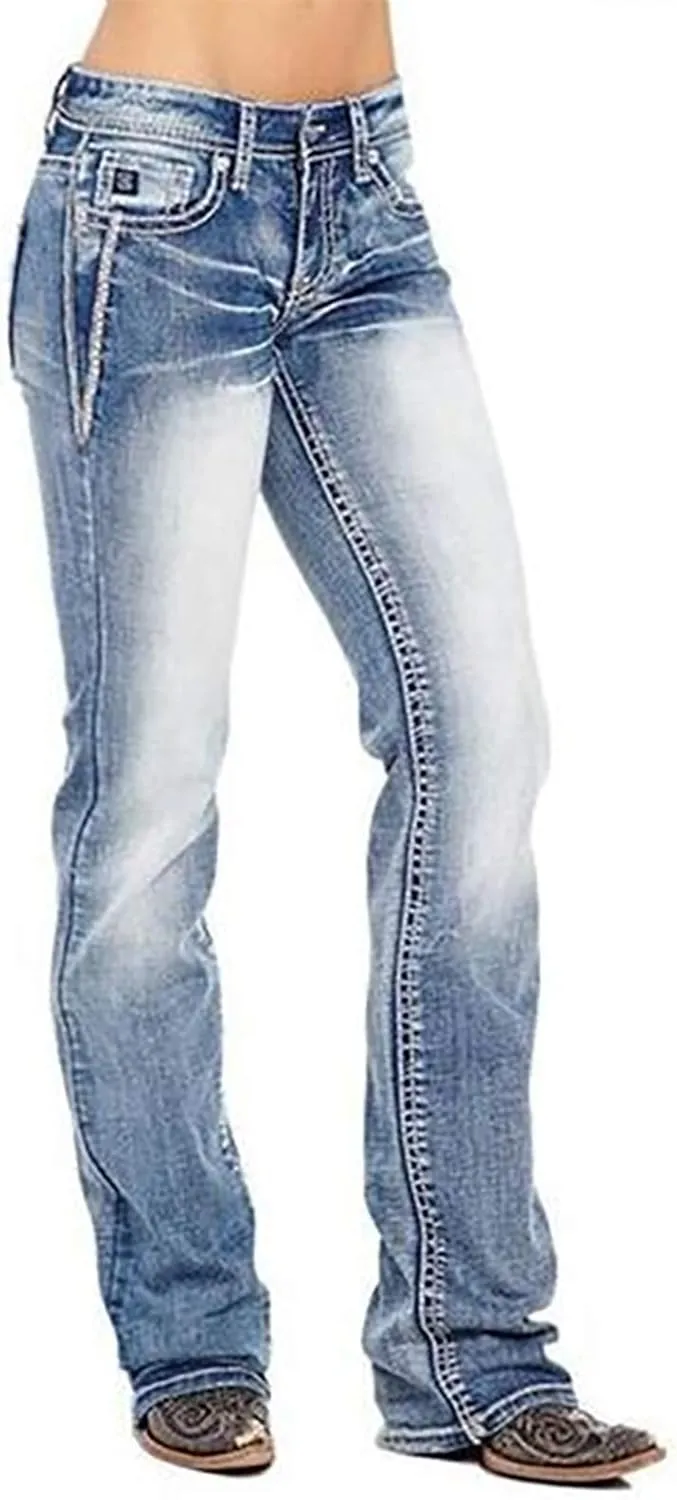 American Flag Mid Rise Bootcut Jeans for Women