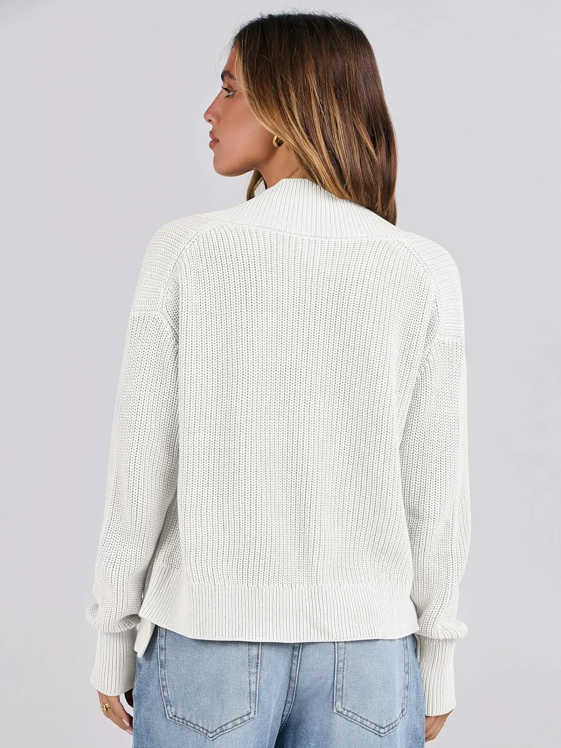 ANRABESS Women Jackets Sweaters Long Sleeve Open Front Loose Lightweight Knit Cropped Cardigan 2025 Spring Trendy Coats