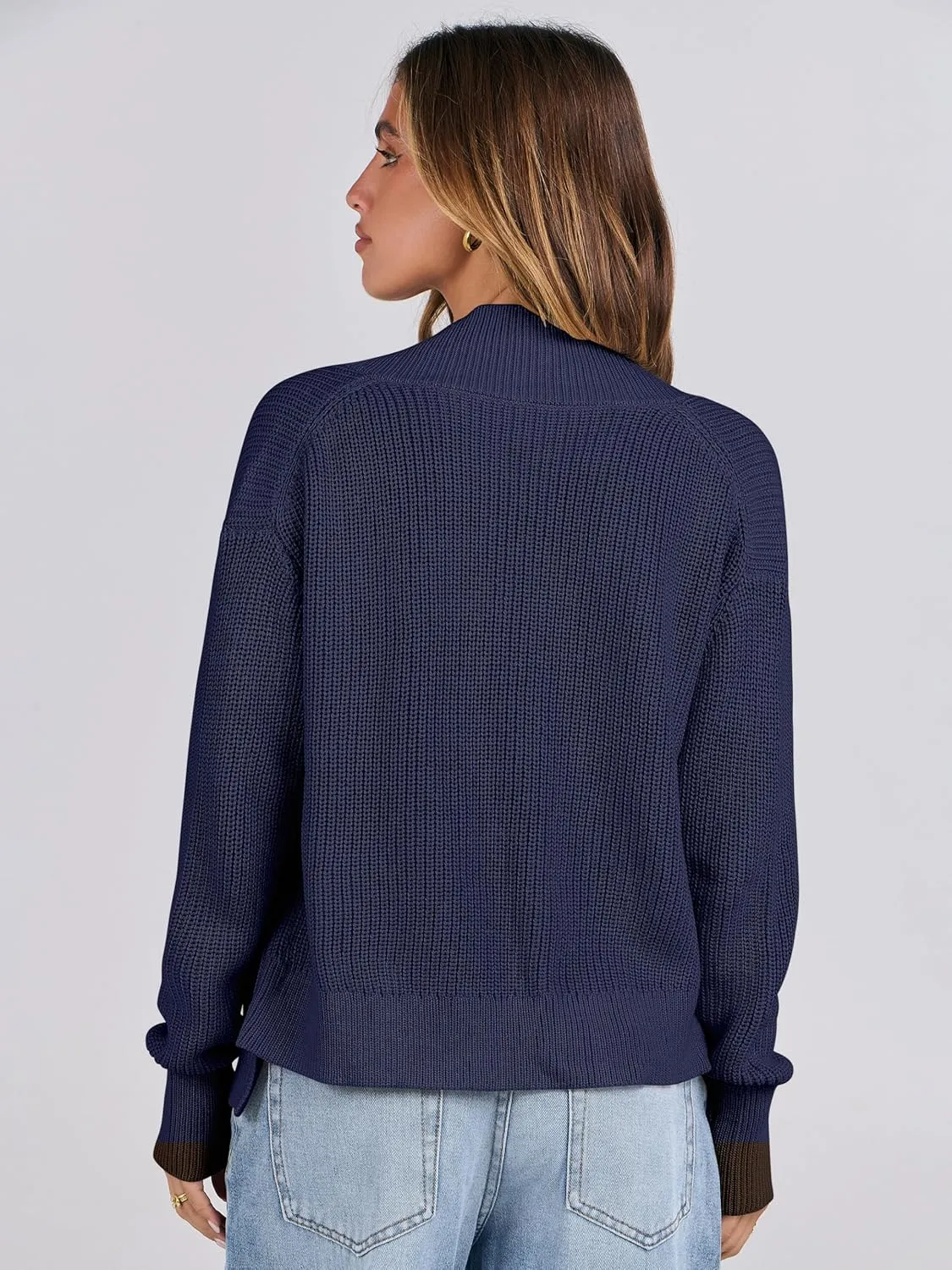 ANRABESS Women Jackets Sweaters Long Sleeve Open Front Loose Lightweight Knit Cropped Cardigan 2025 Spring Trendy Coats
