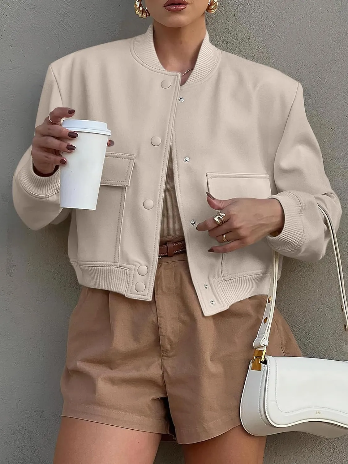 ANRABESS Womens Bomber Jacket Button Cropped Casual Varsity Jackets Shackets Fall Trendy Fashion Travel Outfits with Pockets