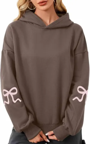 Argeousgor Women Y2k Graphic Print Hoodies Teen Girls Pullover Sweatshirt Long Sleeve Crewneck Aesthetic Loose Fit Top