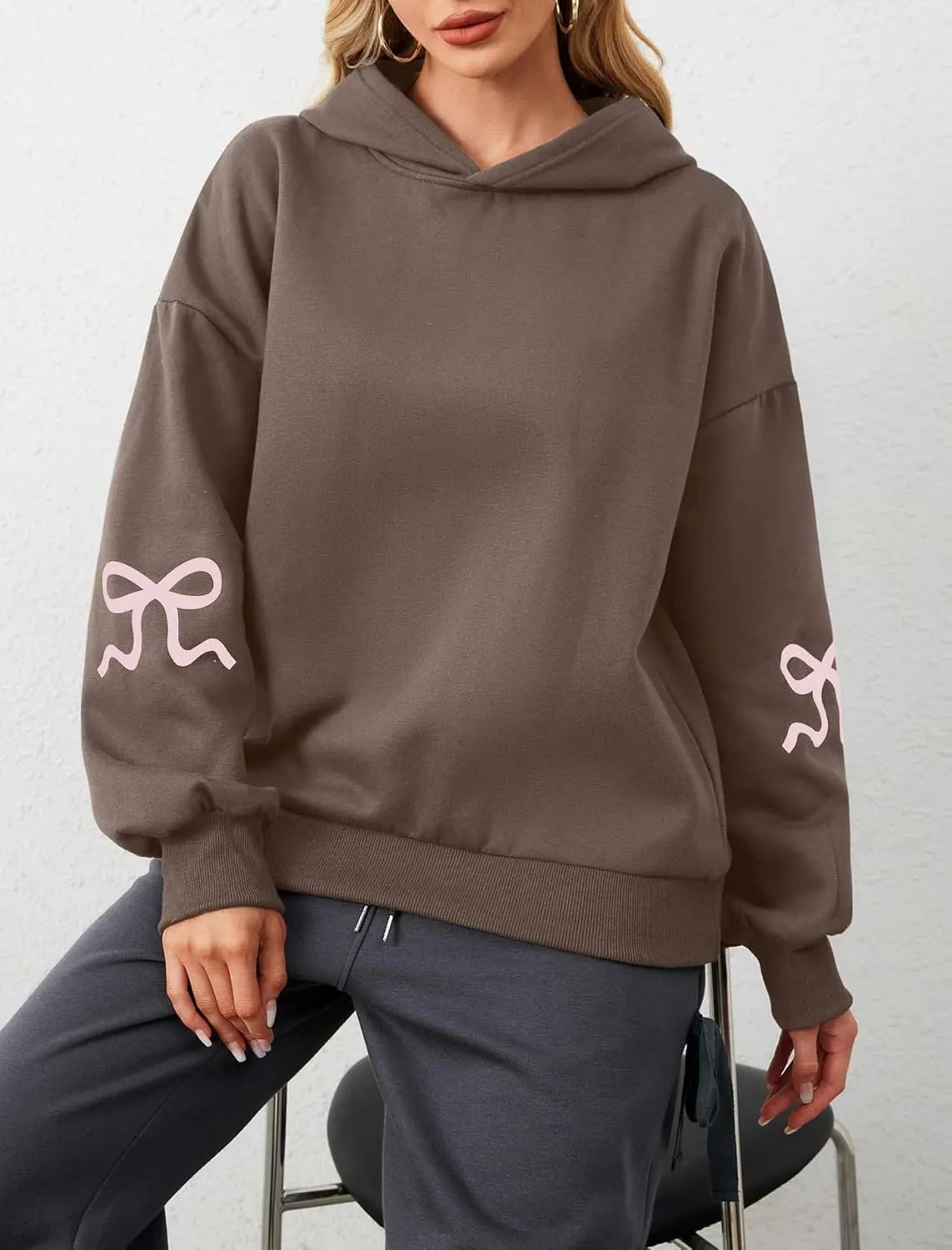 Argeousgor Women Y2k Graphic Print Hoodies Teen Girls Pullover Sweatshirt Long Sleeve Crewneck Aesthetic Loose Fit Top