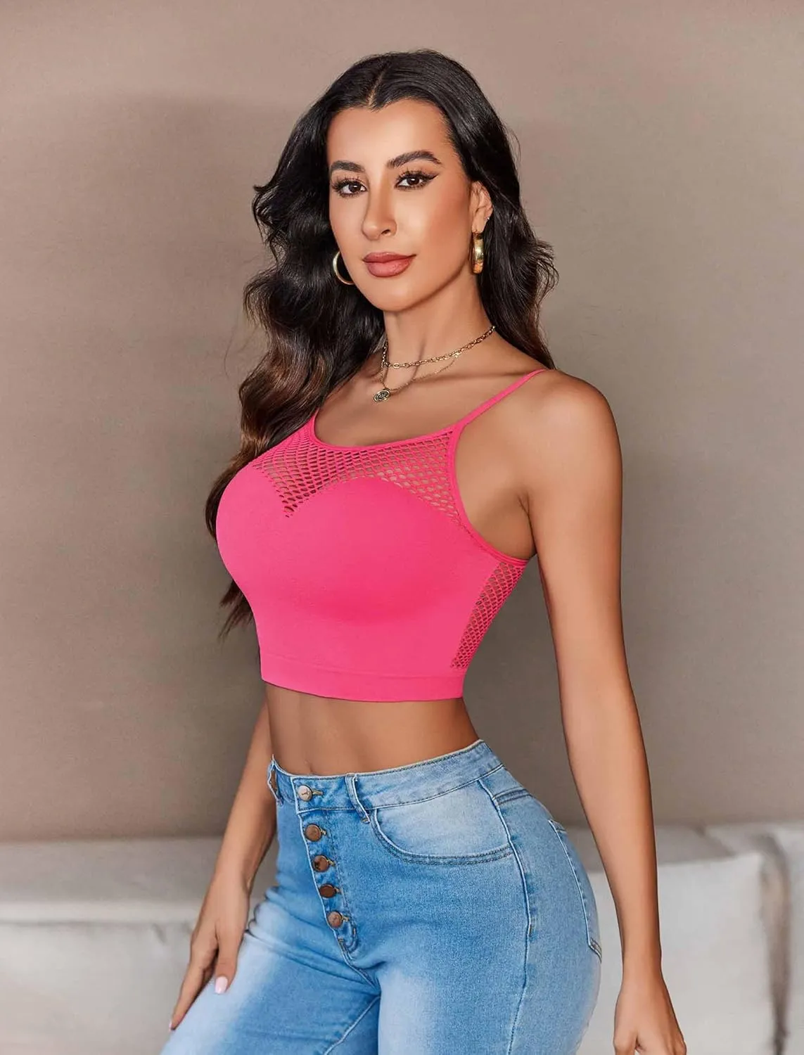 Avidlove Sexy Tops for Women Fishnet Crop Tops Y2k Bralette Hollow Out Camisole Going Out Lingeries Top