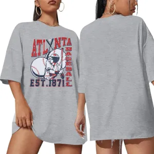Baseball Shirt Women Oversized Tee - Vintage Baseball Season Fan Graphic Shirt Loose Fit Game Day Casual Tees Tops