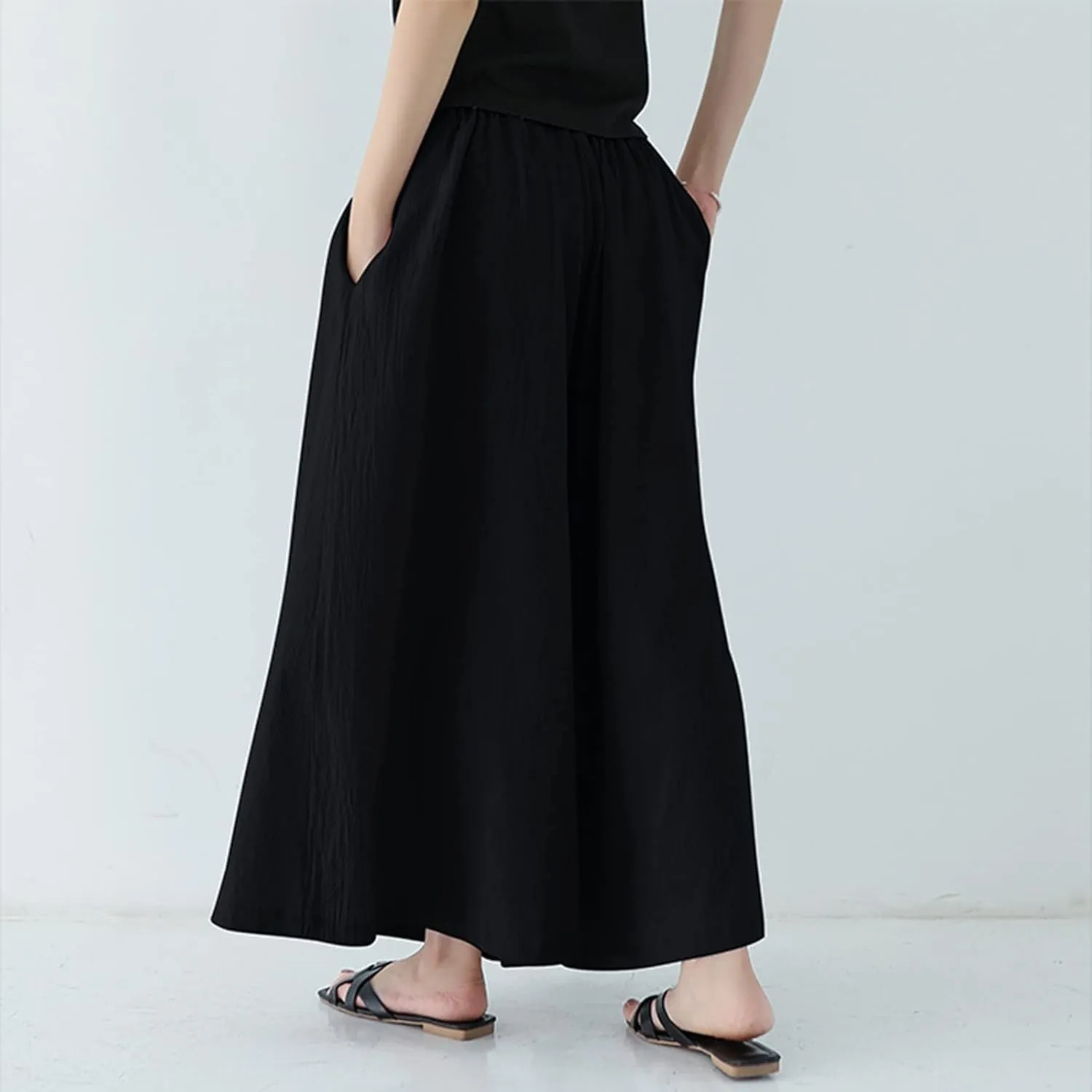 Beach Pants for Women Wide Leg Wide Leg Long Pant Trousers with Pocket Linen Blend