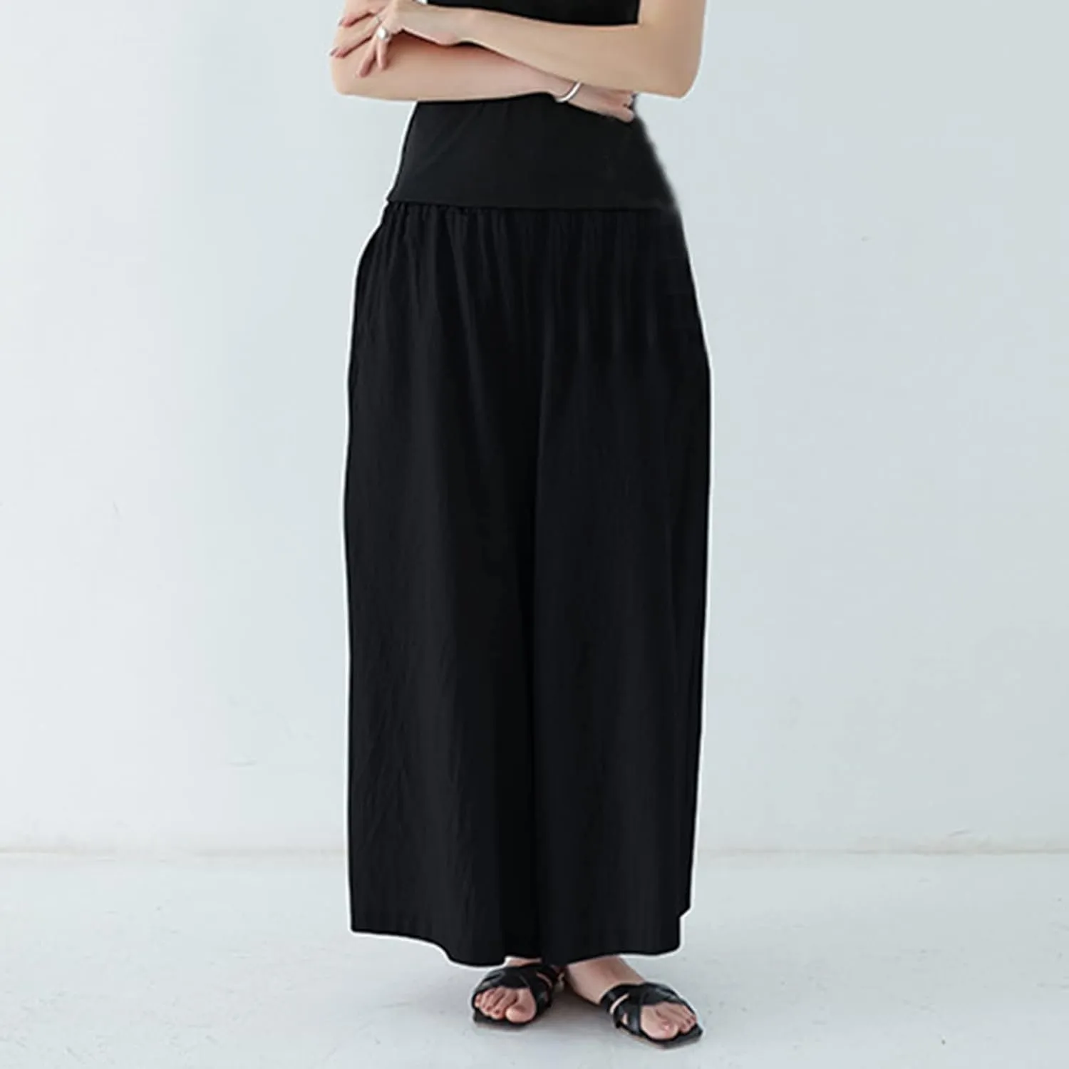 Beach Pants for Women Wide Leg Wide Leg Long Pant Trousers with Pocket Linen Blend