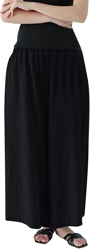 Beach Pants for Women Wide Leg Wide Leg Long Pant Trousers with Pocket Linen Blend