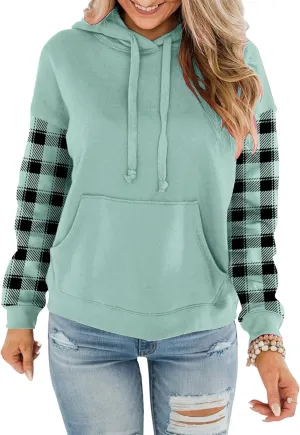 BeadChica Womens Casual Hoodies Crew Neck Long Sleeve Sweatshirts With Pocket Lightweight Pullover Tops