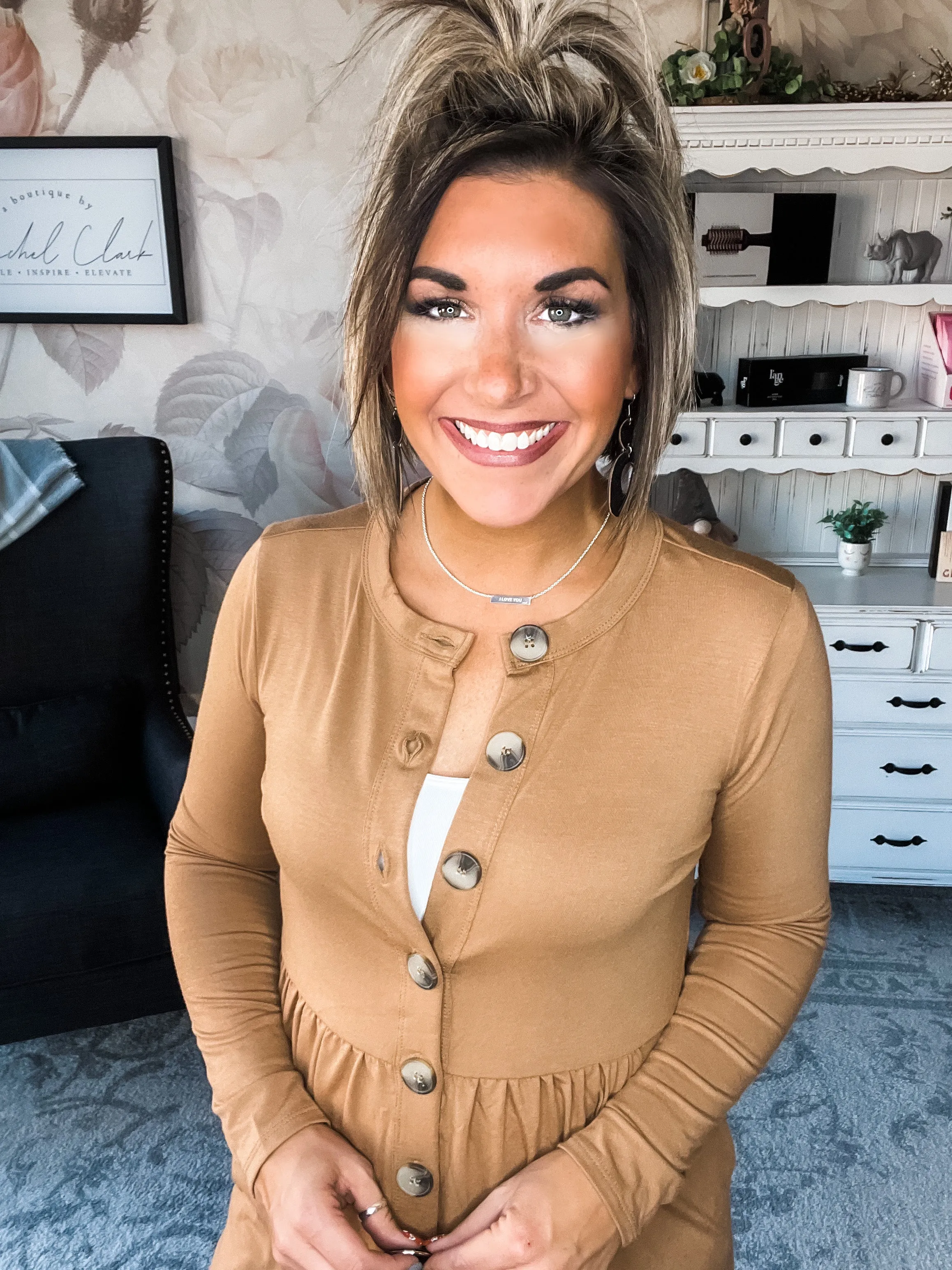 Best Deal Yet Shirred Waist Cardigan - Camel