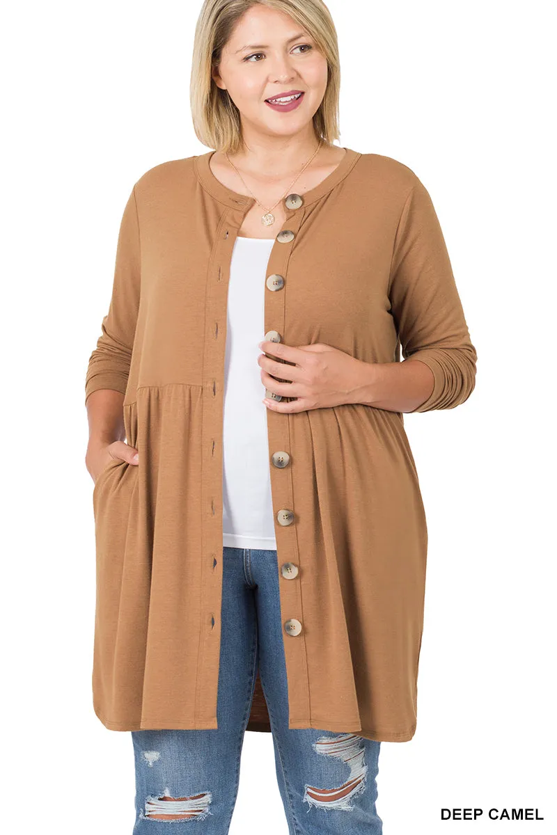 Best Deal Yet Shirred Waist Cardigan - Camel