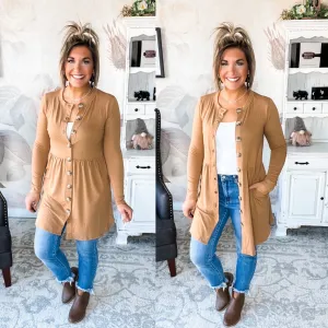 Best Deal Yet Shirred Waist Cardigan - Camel