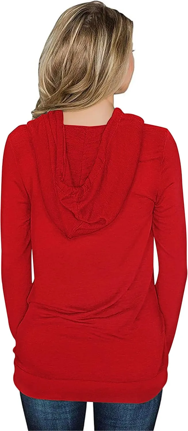 BEUFRI Hoodies for Women Casual Long Sleeve Solid Pullover Tops Loose Sweatshirt with Pocket