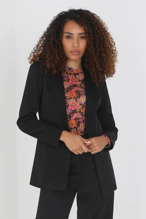 BLACK BUTTON FASTENED LONG SLEEVE TAILORED BLAZER