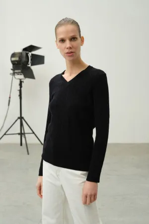 Black Cashmere and Wool Amelia Women's Sweater