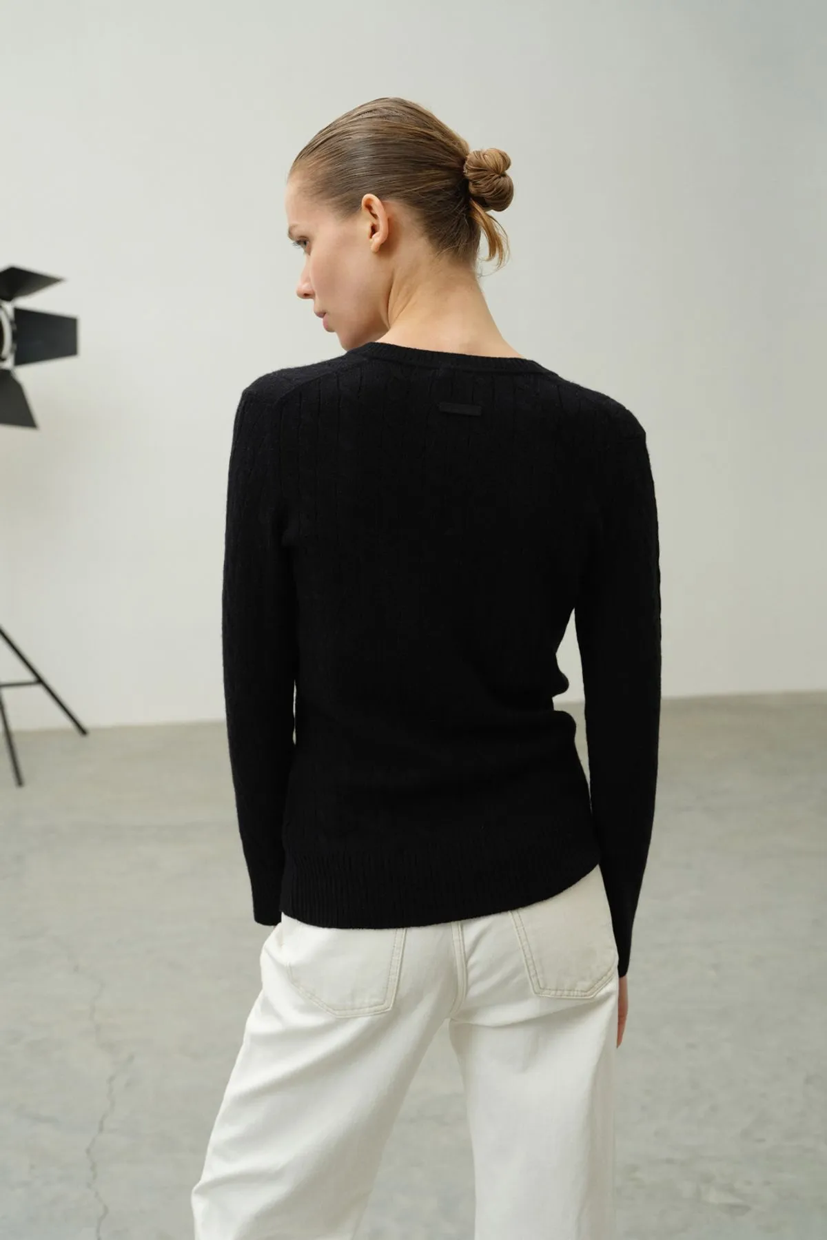 Black Cashmere and Wool Amelia Women's Sweater