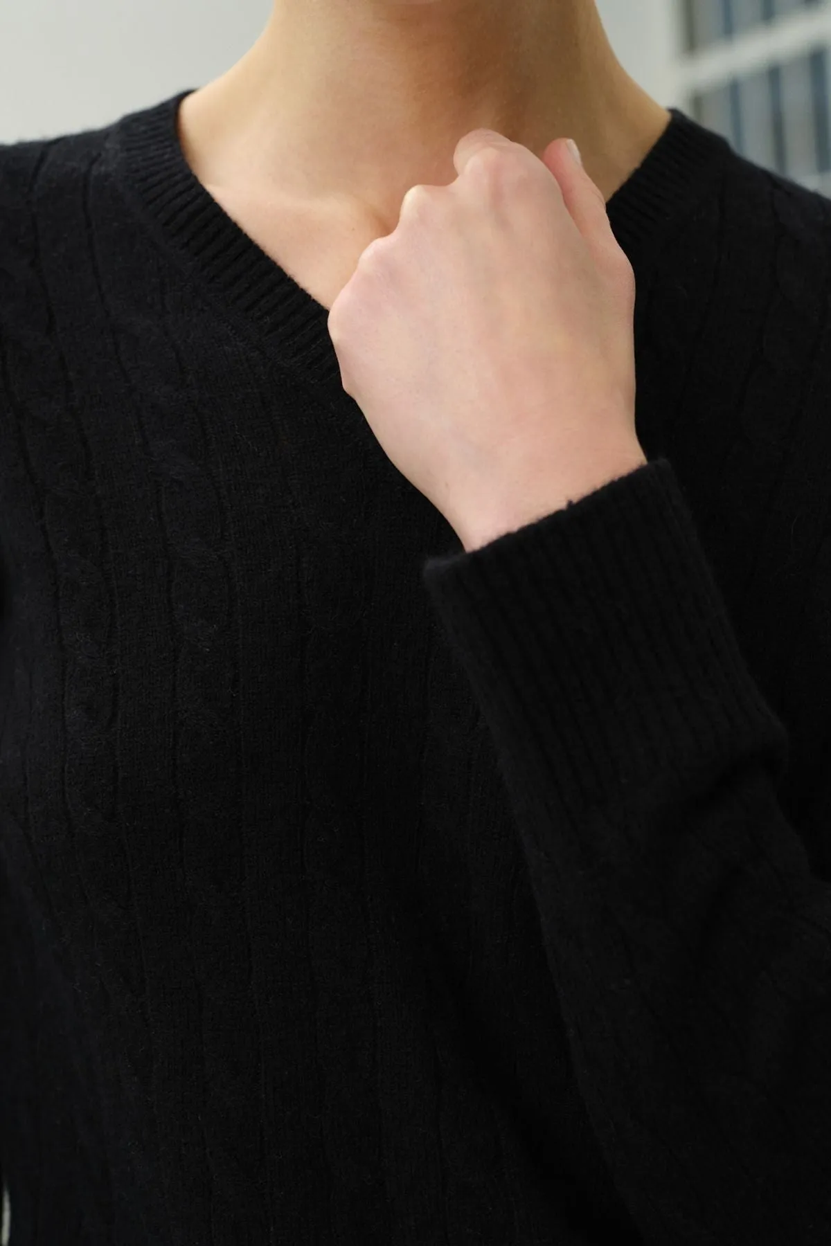Black Cashmere and Wool Amelia Women's Sweater