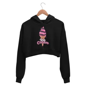 Black Pink Crop Hoodie - Ice Cream