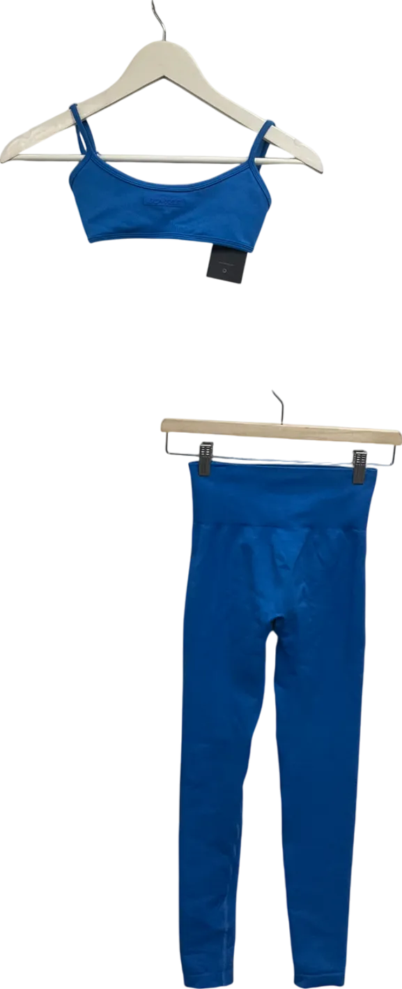 Bo   Tee Blue Seamless Leggings Uk Xs And Micro Crop Top UK XXS