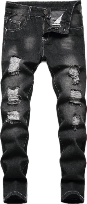 Boy's Ripped Distressed Skinny Fit Fashion Slim Washed Kids Denim Jeans Pants