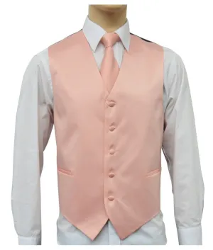 Brand Q. Men's Satin Peach Color Tuxedo Vest and Tie