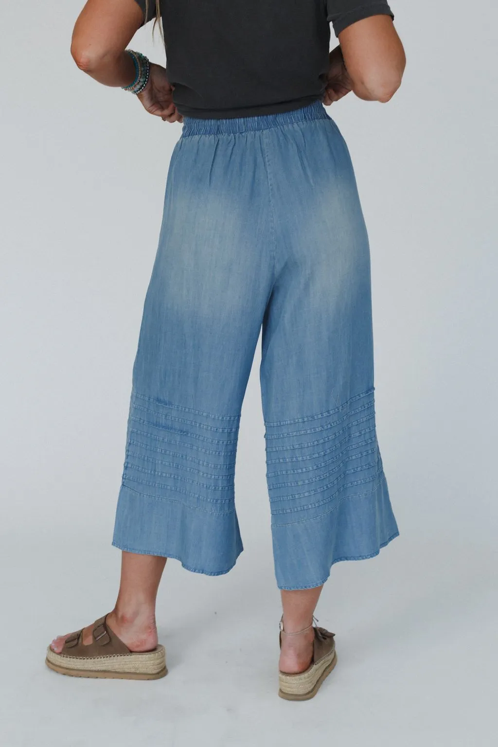 Breezy Dream Wide Leg Pants - Washed Denim