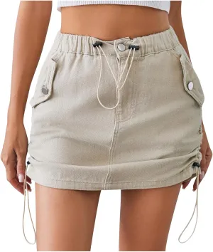 Cargo Skirts for Women Lace Up Short Mini Skirt Lightweight Quick Dry Sports Athletic Skirt Casual Bodycon Skirts