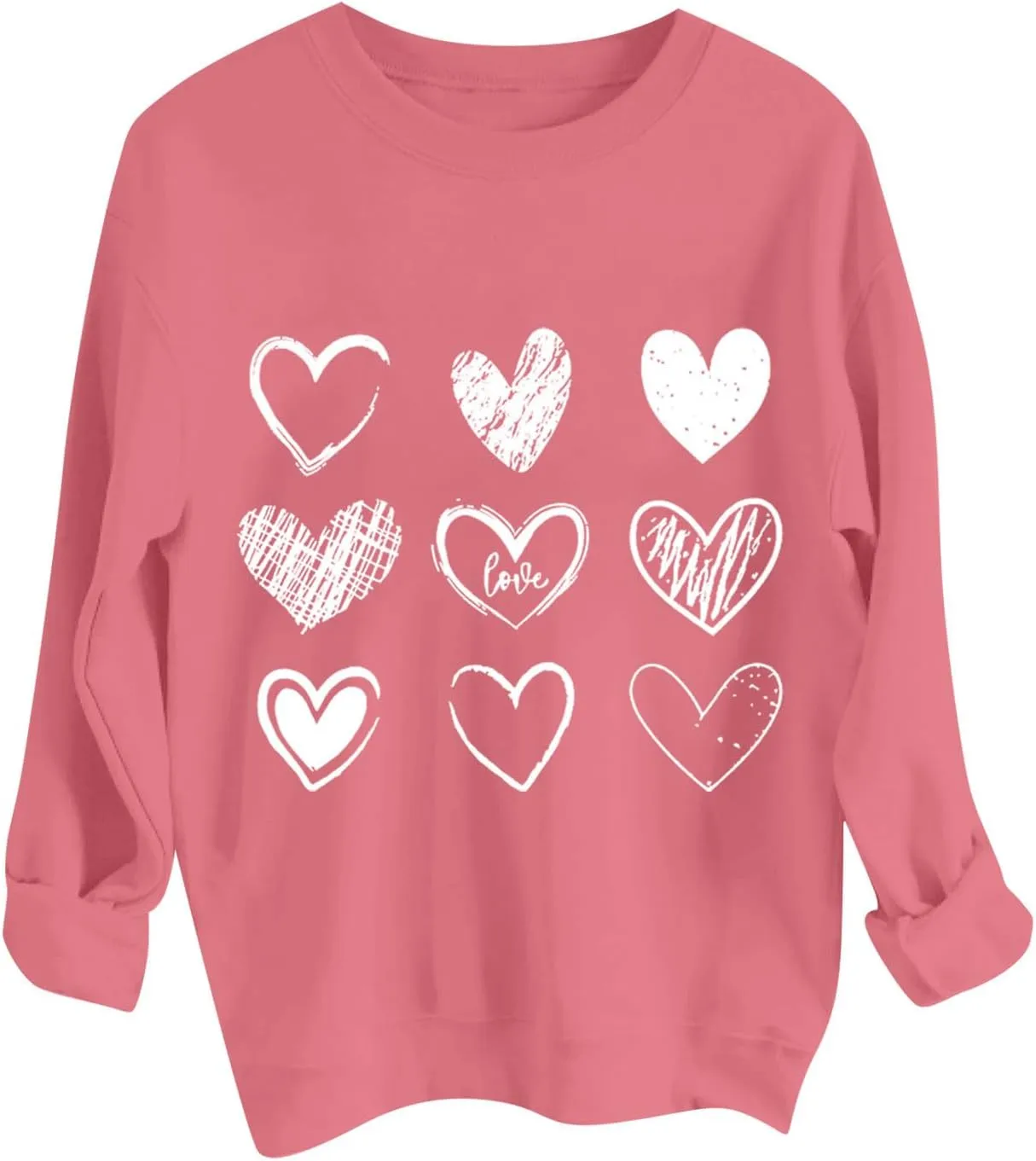 ChicCrate Valentines Sweatshirt for Women Warm Long Sleeve Shirts Cute Love Heart Graphic Tees Crewneck Fleece Lined Pullover
