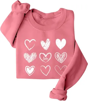 ChicCrate Valentines Sweatshirt for Women Warm Long Sleeve Shirts Cute Love Heart Graphic Tees Crewneck Fleece Lined Pullover