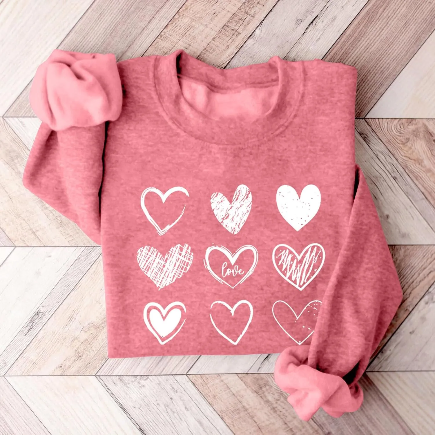 ChicCrate Valentines Sweatshirt for Women Warm Long Sleeve Shirts Cute Love Heart Graphic Tees Crewneck Fleece Lined Pullover