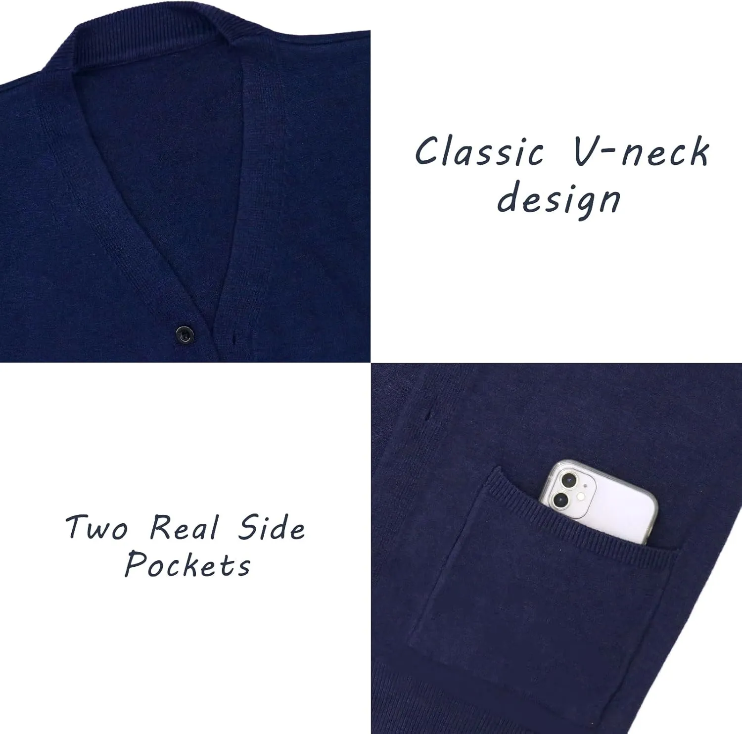 Ciormis Men's Cardigan Sweaters with Buttons - Casual V Neck Long Sleeve Knitted Knitted Sweater with Pockets