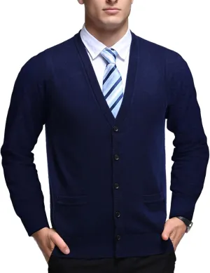 Ciormis Men's Cardigan Sweaters with Buttons - Casual V Neck Long Sleeve Knitted Knitted Sweater with Pockets