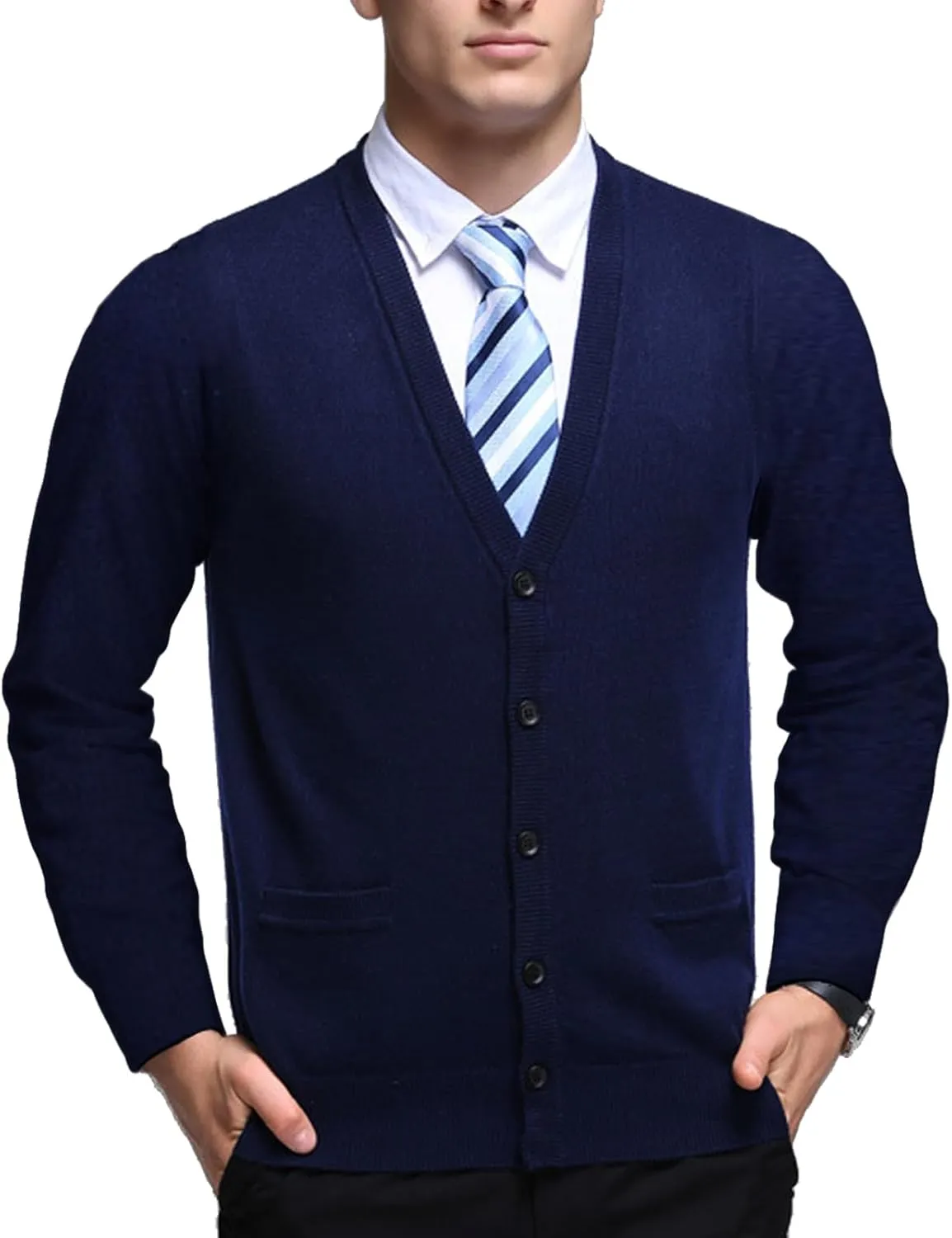 Ciormis Men's Cardigan Sweaters with Buttons - Casual V Neck Long Sleeve Knitted Knitted Sweater with Pockets