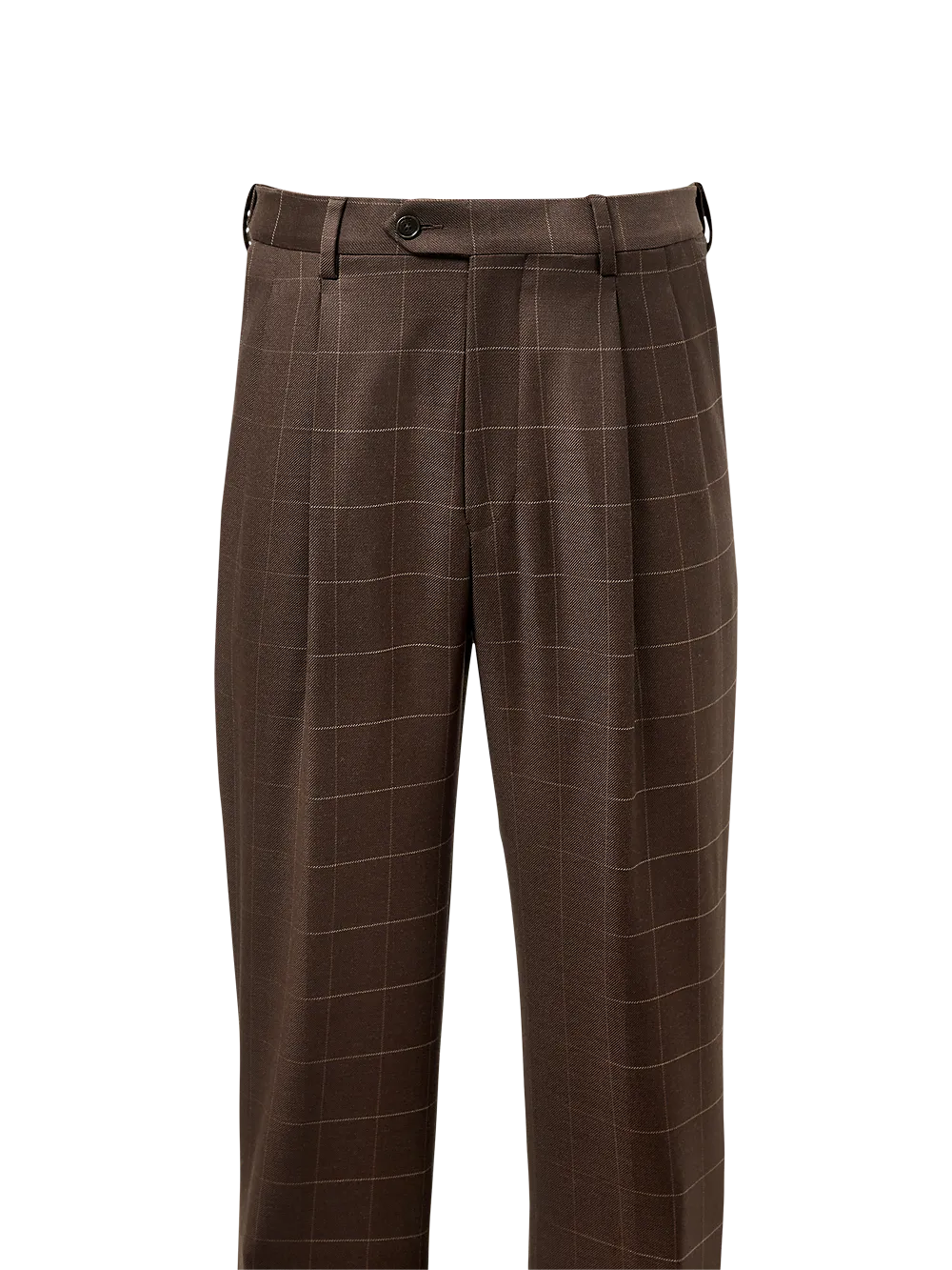 Classic Fit Essential Wool Pleated Suit Pants - Grey