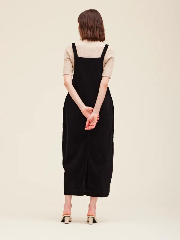 Corduroy Coverall Skirt: Black