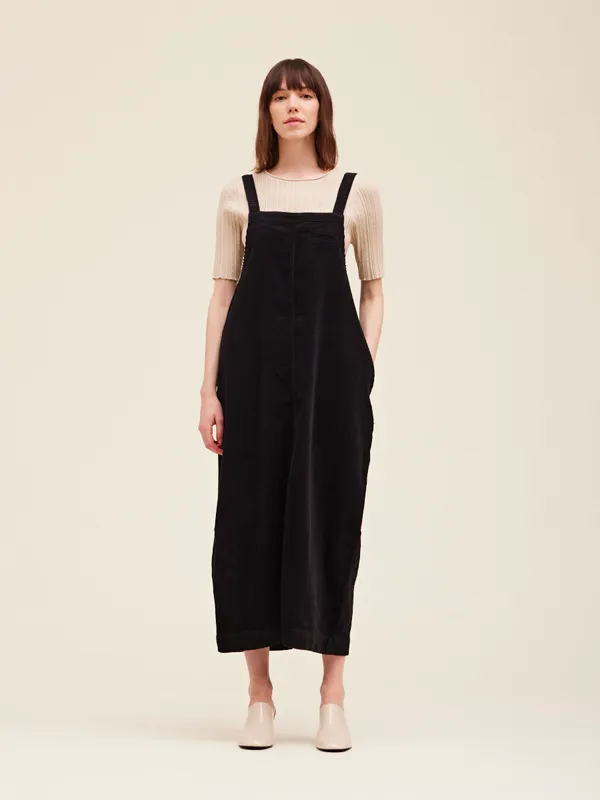 Corduroy Coverall Skirt: Black