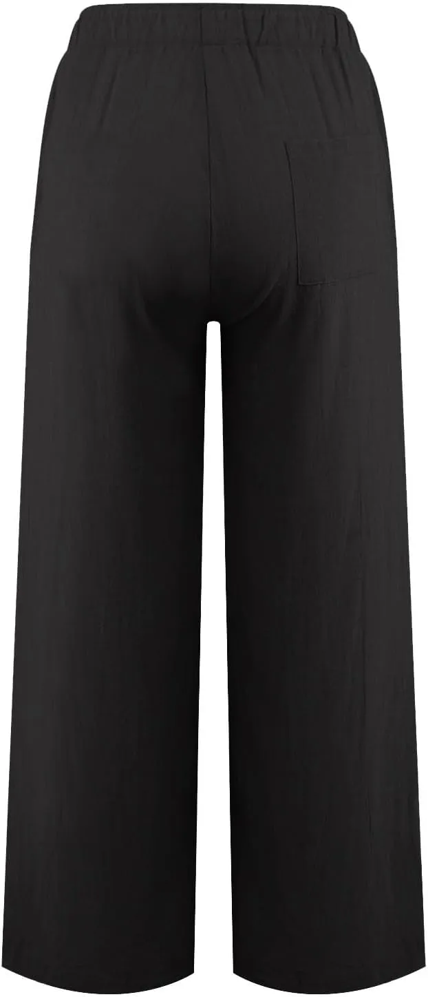 Cotton Linen Pants Women 2025 Summer Casual Loose Wide Leg Pants Drawstring High Waisted Palzzo Pants Beach Trousers