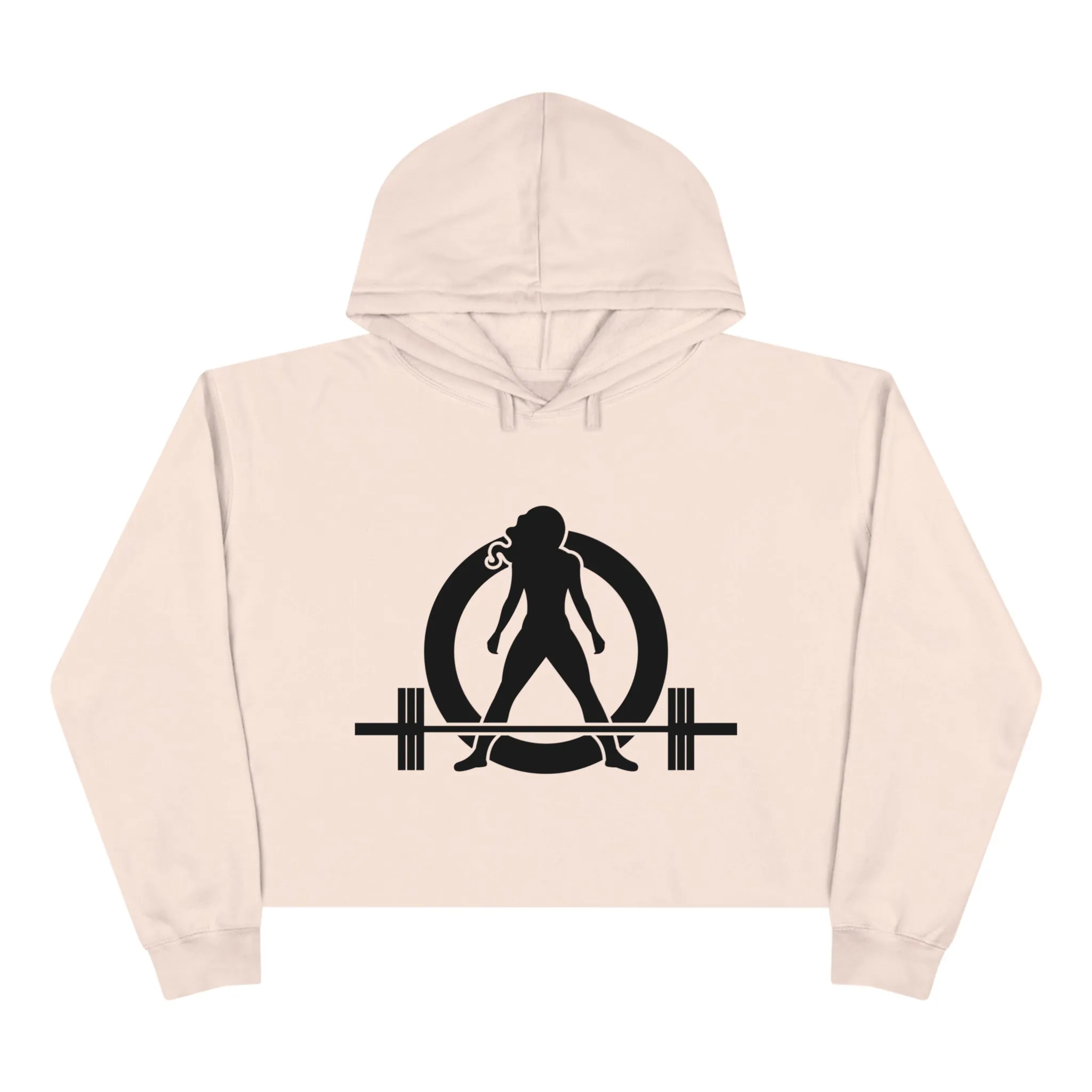Crop Hoodie - Pale Pink - Classic Black Logo