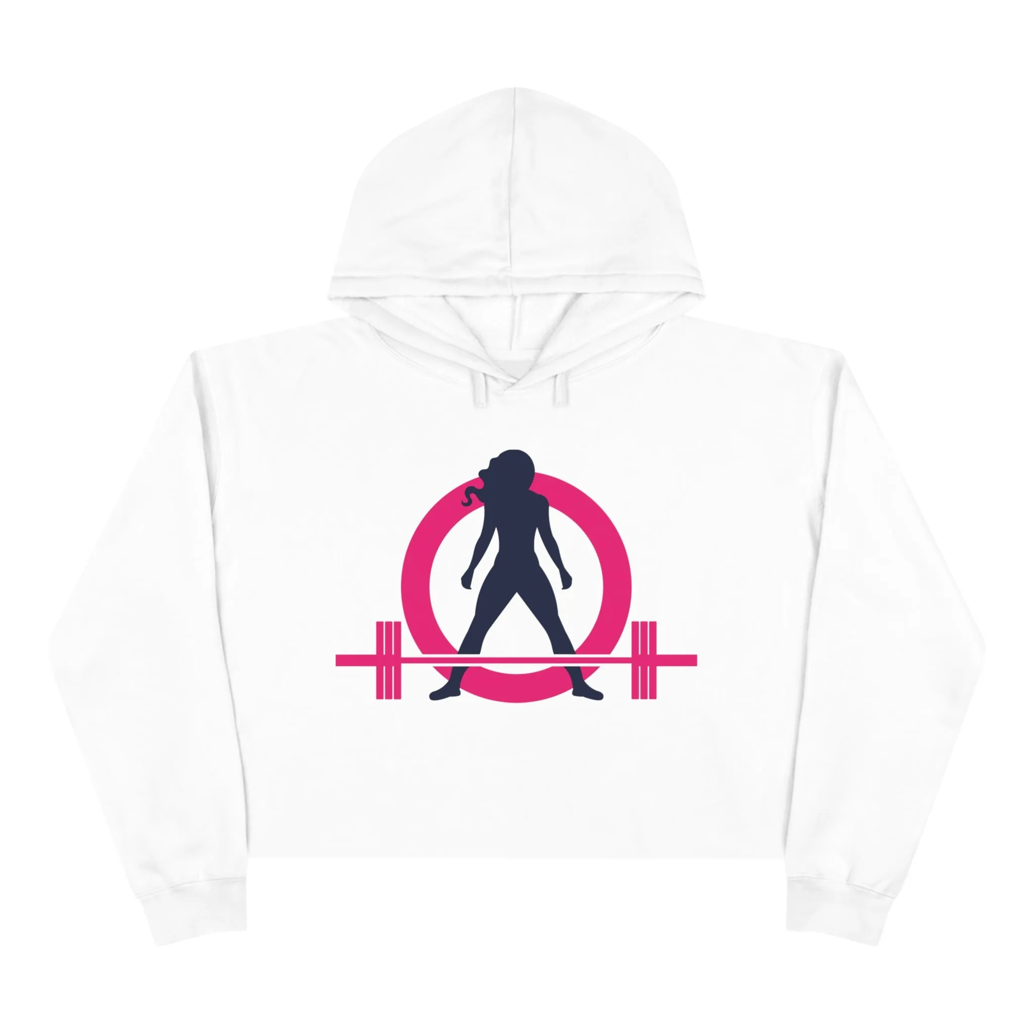 Crop Hoodie - White - Classic Logo - Plain Back