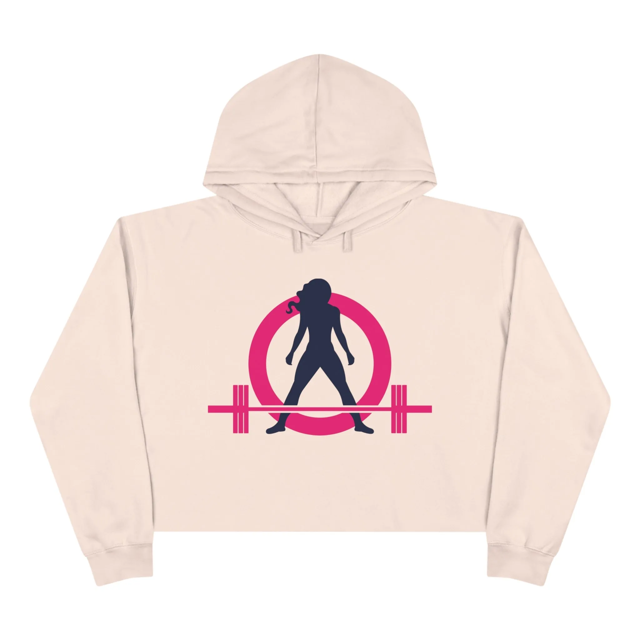 Crop Hoodie - White - Classic Logo - Plain Back