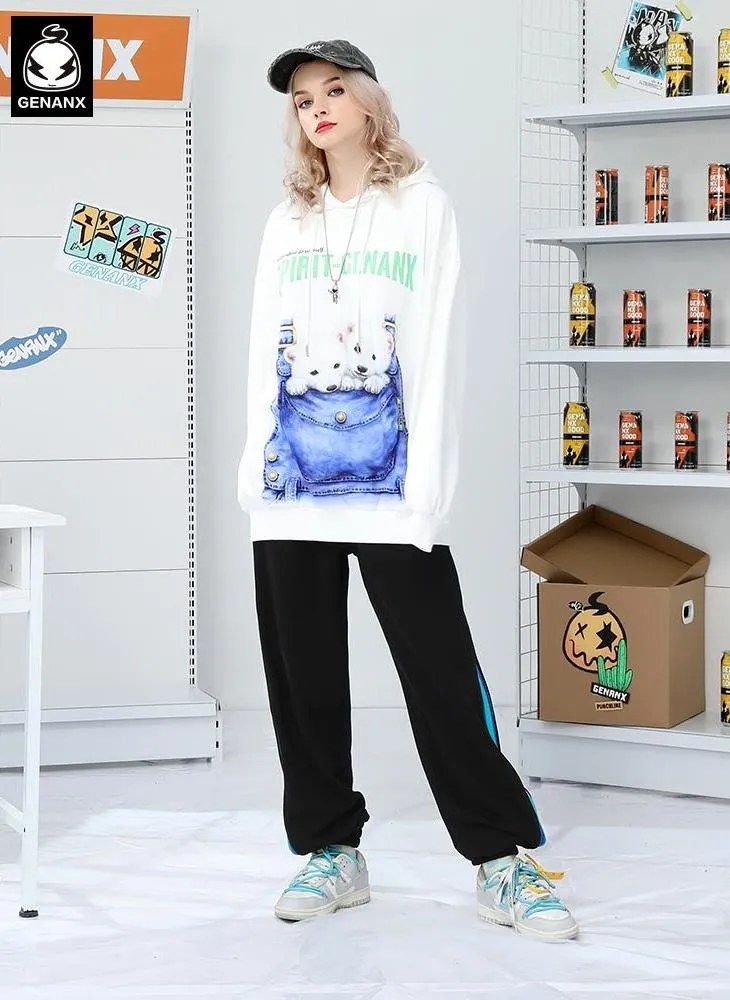 Cutie Puppy Graphic Space Cotton Hoodies