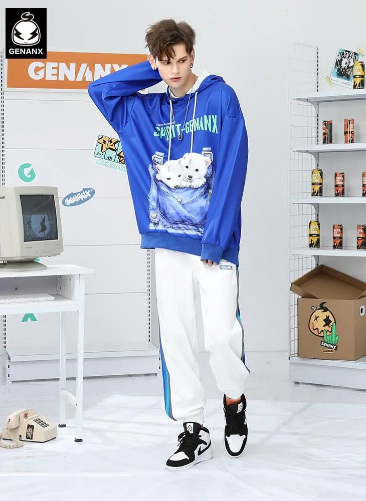 Cutie Puppy Graphic Space Cotton Hoodies