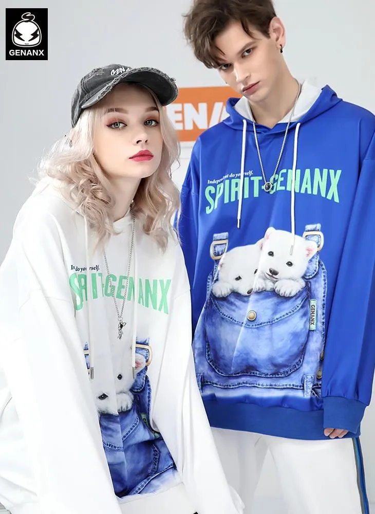 Cutie Puppy Graphic Space Cotton Hoodies