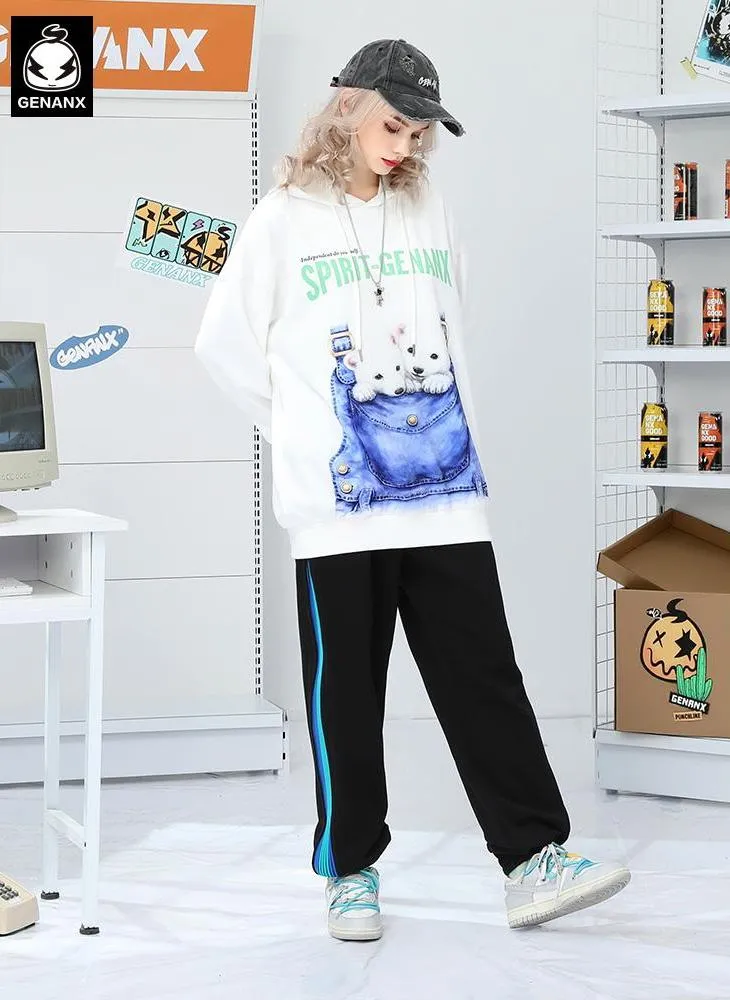 Cutie Puppy Graphic Space Cotton Hoodies