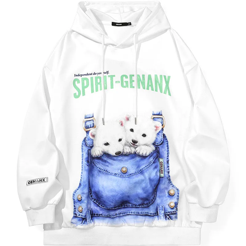 Cutie Puppy Graphic Space Cotton Hoodies