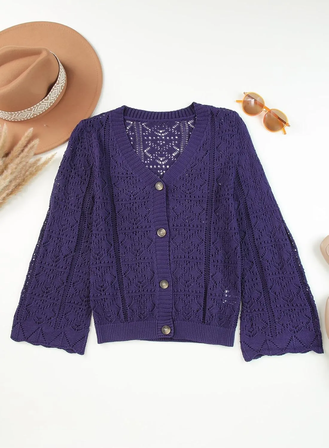 Dokotoo Cardigan Sweaters for Women Long Sleeve Shirts Lightweight Cardigan Button Down Crochet Tops Spring Outfits 2025